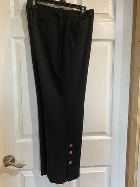 Ladies Black Dress Pants with Gold Accent Buttons